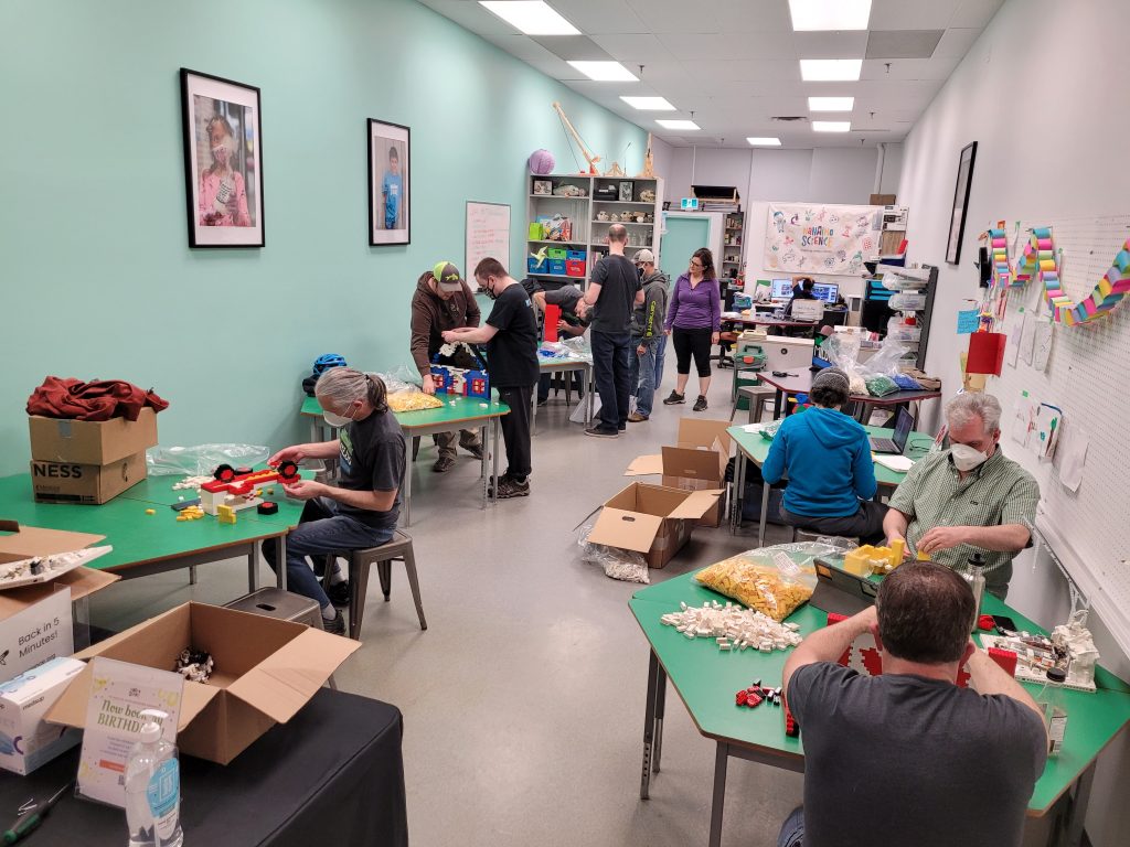 MILUG members building with LEGO at Nanaimo Science.